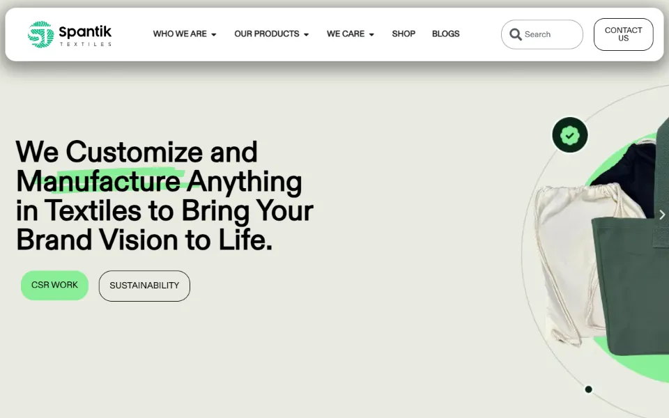 Spantik Textiles homepage